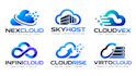 design a professional cloud computing, technology, hosting, digital cloud logo