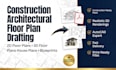 draft 2d floor plans, redraw house plans for architectural construction drawings