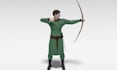 create stylized lowpoly character, 3d animation for retro hunter game,y2k action