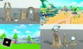build custom stylized map, roblox low poly map, city, terrain map with landscape