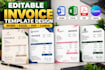 design editable invoice template in word, excel, PDF and canva