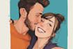 couple portrait wedding portrait illustration