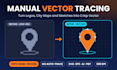 draw manual vector trace logo, image, or sketch to high resolution
