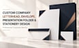 custom company letterhead, envelope, presentation folder and stationery design