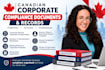 prepare canada corporate compliance documents and records