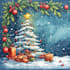 draw christmas card, invitation with watercolor