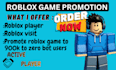 roblox game promotion, roblox advertising , promote to 500k gamers