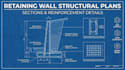 draw retaining wall plans sections and reinforcement details