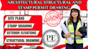 provide architectural structural and stamp permit drawing and engineering review