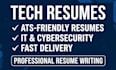 write tech resume for IT, cybersecurity, data science, scrum master, tech sales