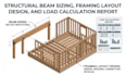 structural beam sizing, framing layout design, and load calculation report