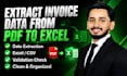 extract invoice data from PDF to excel with validation