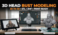 convert 2d image to 3d realistic model 3d head bust stl 3mf for 3d printing
