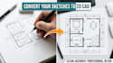 convert hand sketch or PDF into a 2d cad floor plan