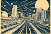create vintage retro line art illustration