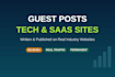 write and publish guest posts on tech and saas websites