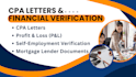 certify and write CPA letter, audit review, income verification, CPA audit
