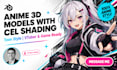 create anime character anime 3d model toon model vrchat avatar cel shading