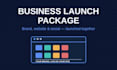 build a business launch package logo website and social