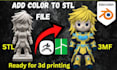 paint your 3d model, convert stl to 3mf, split for bambu lab multicolor printing