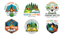 design a book, camping, and knitting logo