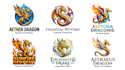 design a dragon, mystical, and golden dragon logo