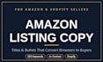 write amazon listing copy with title, bullets and keywords that sell