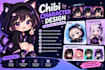 draw cute chibi characters, pfps, emotes and vtuber models