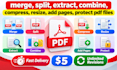 merge, split, extract, combine, compress, resize, add pages, protect pdf files