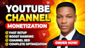 optimize your youtube channel for monetization with SEO and setup