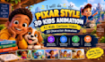 Do pixar style 3d kids animation, ai kids cartoon video, 3d character ...