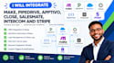 integrate make, pipedrive, apptivo, close, salesmate, intercom, stripe