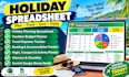 holiday spreadsheet holiday budget planner, vacation spreadsheet,holiday tracker