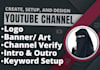 create, setup, youtube channel with logo, banner, intro, outro