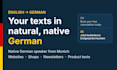 translate and localize your website, shop or product texts into german