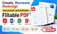 create, recreate, redesign documents, editable fillable PDF