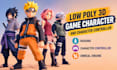 low poly 3d game character and character controller, rigging with unreal engine