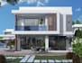 visualize luxury modern villa, rooftop exterior, minimal facade, 3d rendering