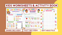 design, format kids math worksheets, educational workbook, activity book layout