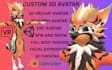 model texture and rig custom 3d furry vrchat avatar 3d fursona facial expression