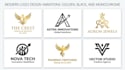 create a golden, black, and black and white logo design