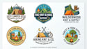 create a camping, knitting, and gear logo design