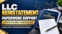 help prepare llc reinstatement paperwork and state filing checklists