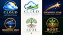 design a professional cloud, shooting star, root logo