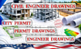 civil engineer permit drawings, building permit site grading plan engineer stamp