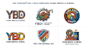 create a yarn, brick, and diesel logo design
