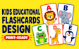 design educational flashcards, kids learning cards, and memory card game