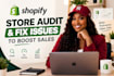 shopify cro audit shopify store audit and fix issues to boost sales