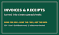 extract your invoices and receipts into a clean spreadsheet