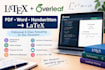convert documents to latex and overleaf